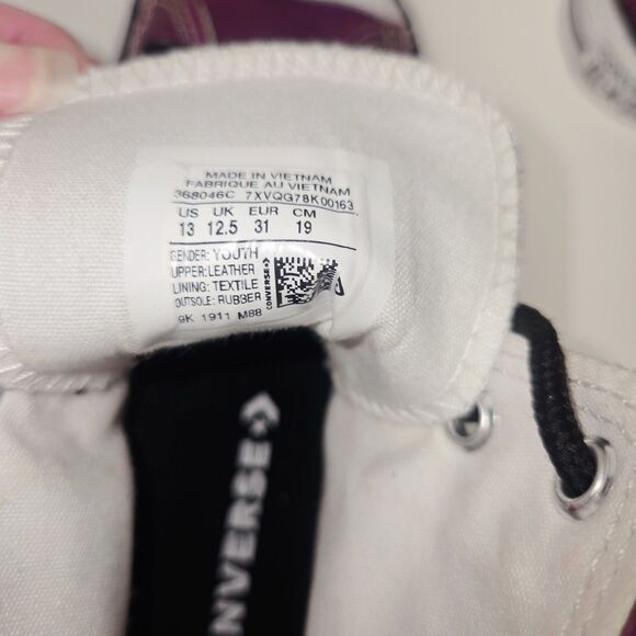 Converse All Star Girls Boys Leather Burgundy High-Top Sneakers #368046C… - Picture 9 of 9